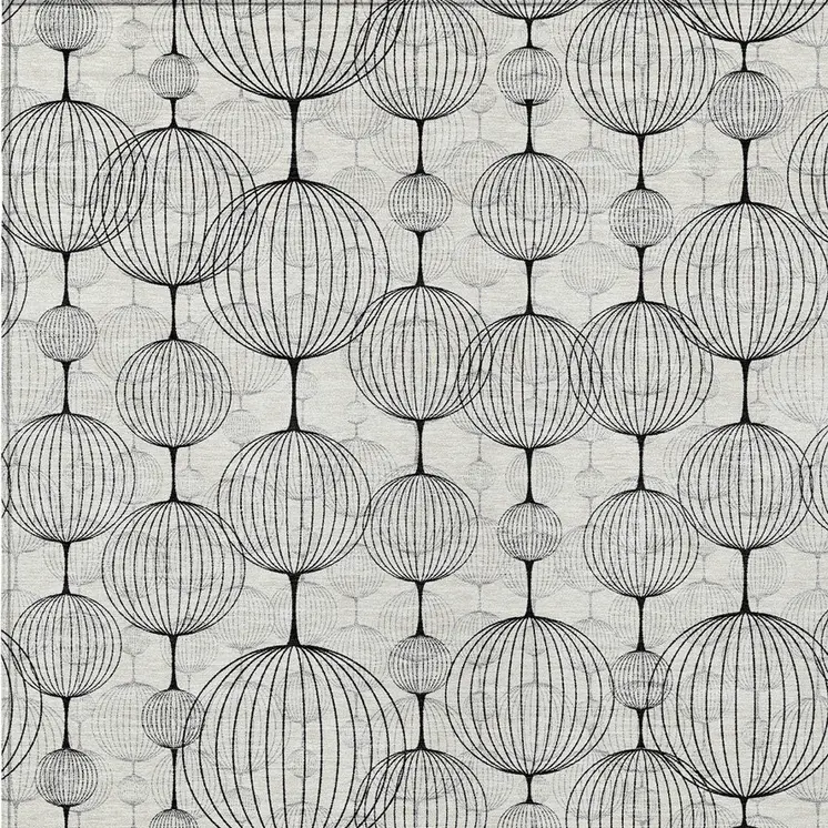 3' X 5' White Gray And Silver Geometric Washable Indoor Outdoor Area Rug