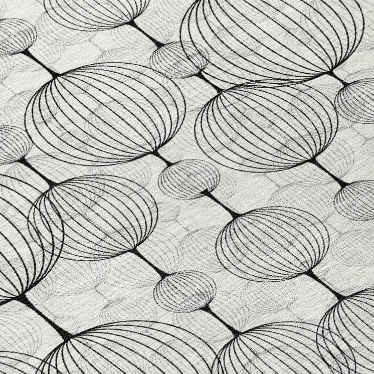 8' White Gray And Silver Round Geometric Washable Indoor Outdoor Area Rug