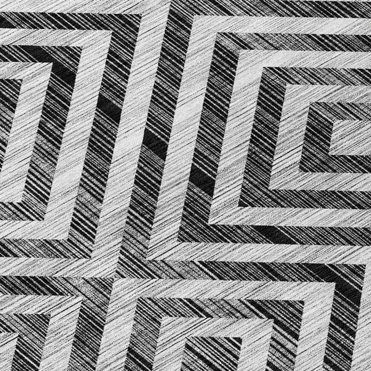 3' X 5' Black Gray And Silver Geometric Washable Indoor Outdoor Area Rug