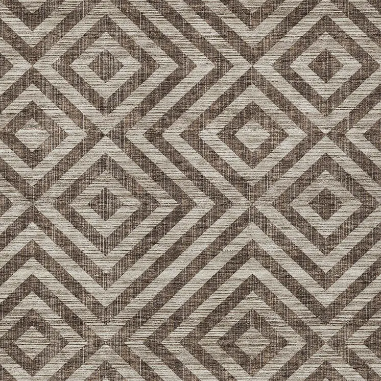 5' X 8' Brown Taupe And Beige Geometric Washable Indoor Outdoor Area Rug