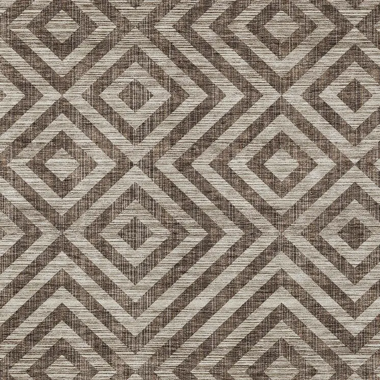 9' X 12' Brown Taupe And Beige Geometric Washable Indoor Outdoor Area Rug