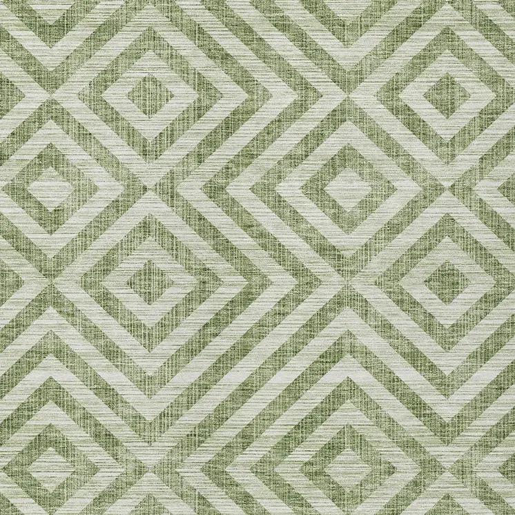3' X 5' Green And Beige Geometric Washable Indoor Outdoor Area Rug