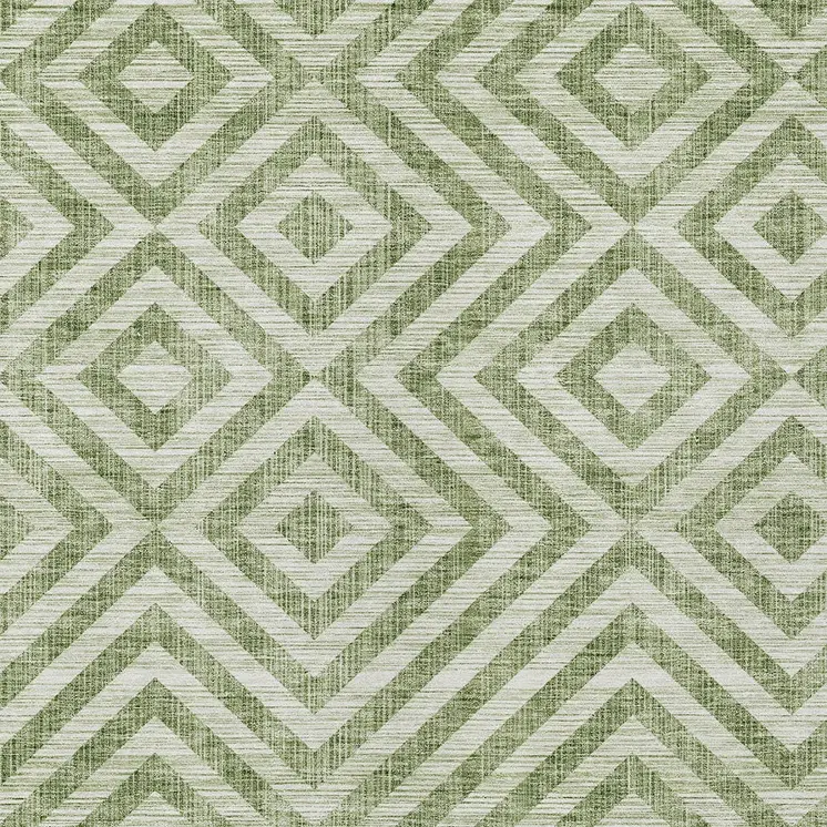 8' X 10' Green And Beige Geometric Washable Indoor Outdoor Area Rug