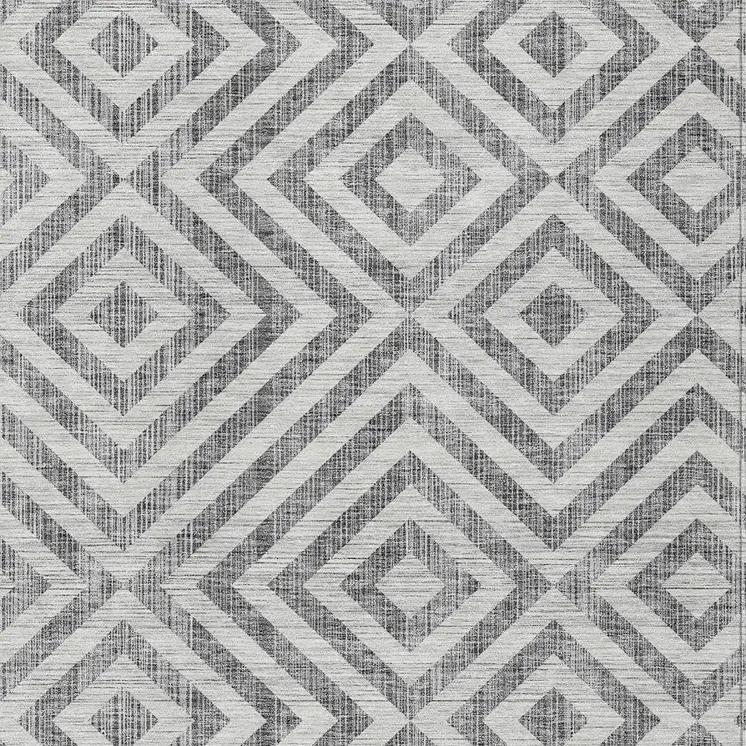 5' X 8' Gray Silver And Ivory Geometric Washable Indoor Outdoor Area Rug