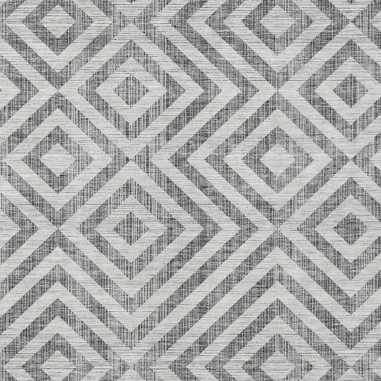9' X 12' Gray Silver And Ivory Geometric Washable Indoor Outdoor Area Rug