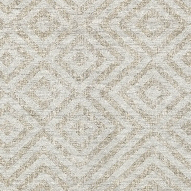 9' X 12' Ivory And Beige Geometric Washable Indoor Outdoor Area Rug