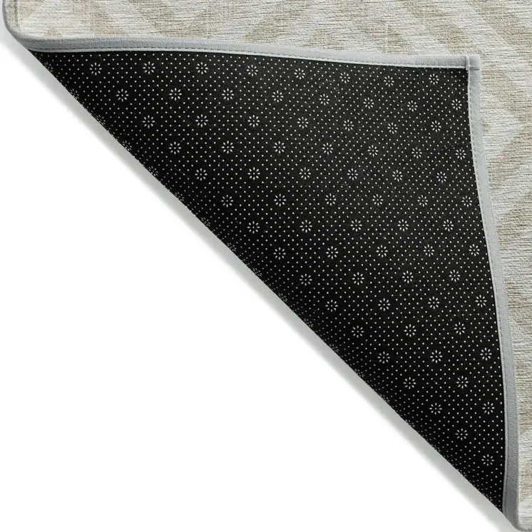 10' X 14' Ivory And Beige Geometric Washable Indoor Outdoor Area Rug