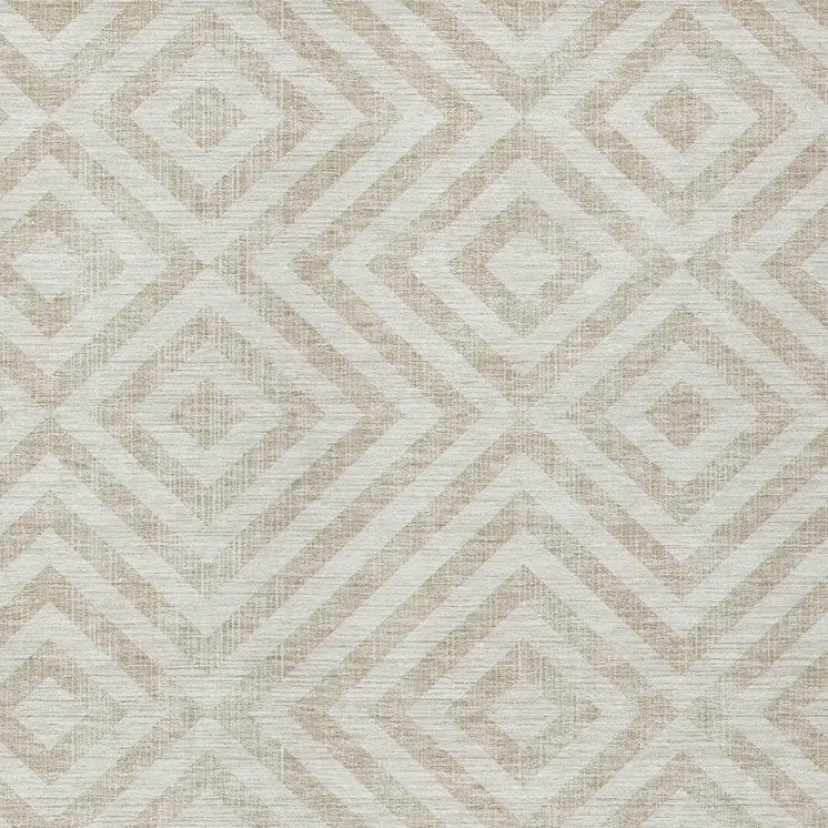 10' X 14' Ivory And Beige Geometric Washable Indoor Outdoor Area Rug