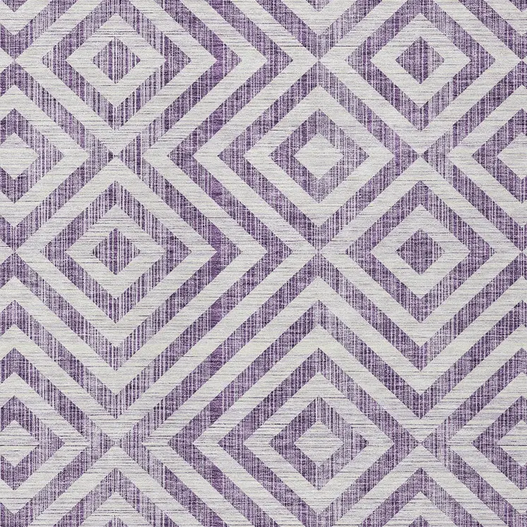 5' X 8' Purple And Ivory Geometric Washable Indoor Outdoor Area Rug