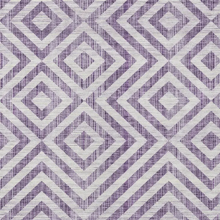 9' X 12' Purple And Ivory Geometric Washable Indoor Outdoor Area Rug