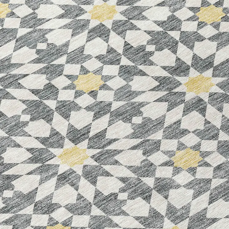 8' X 10' Gray Ivory And Gold Floral Medallion Washable Indoor Outdoor Area Rug