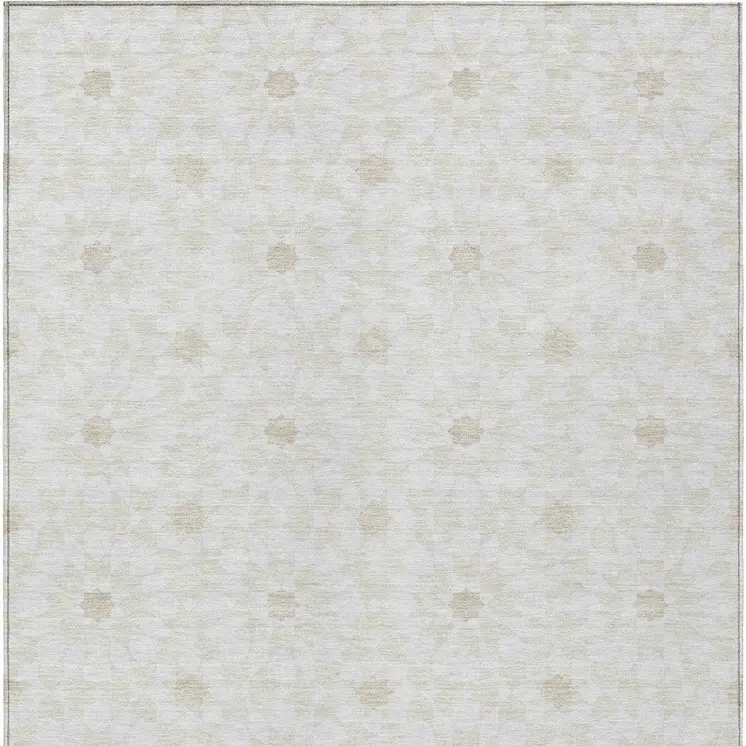 5' X 8' Ivory Beige And Taupe Floral Medallion Washable Indoor Outdoor Area Rug