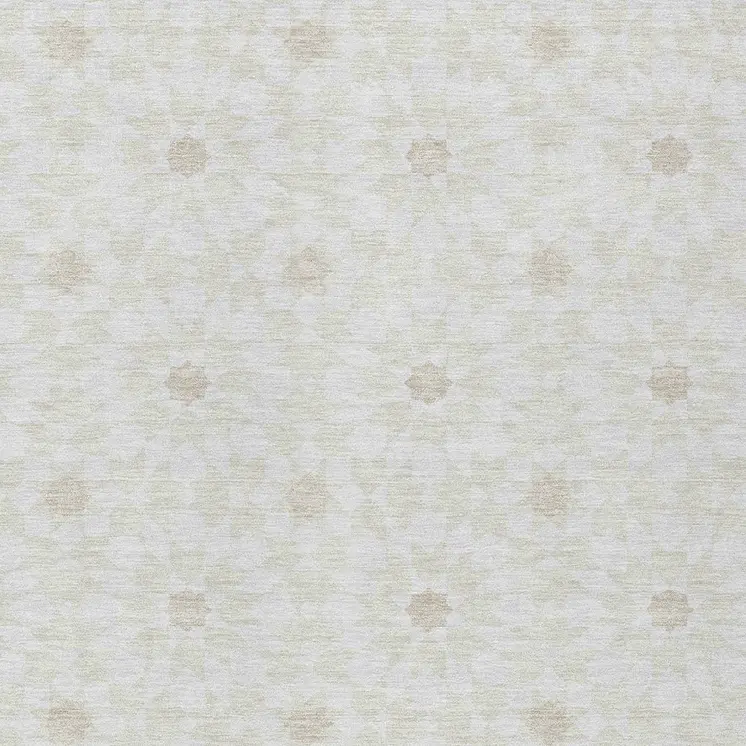 5' X 8' Ivory Beige And Taupe Floral Medallion Washable Indoor Outdoor Area Rug