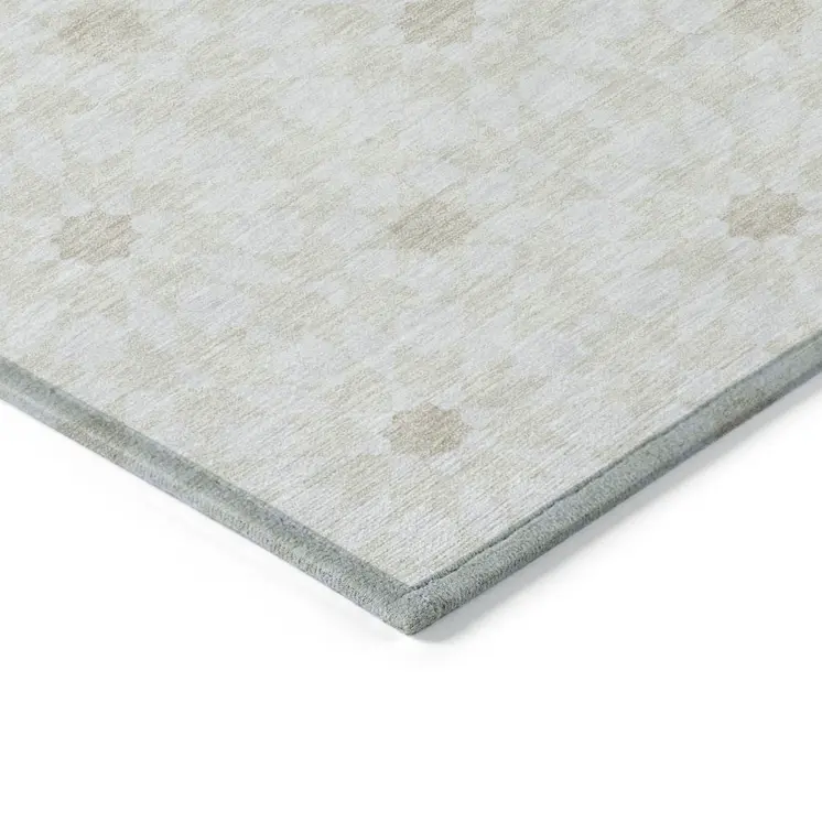 8' X 10' Ivory Beige And Taupe Floral Medallion Washable Indoor Outdoor Area Rug
