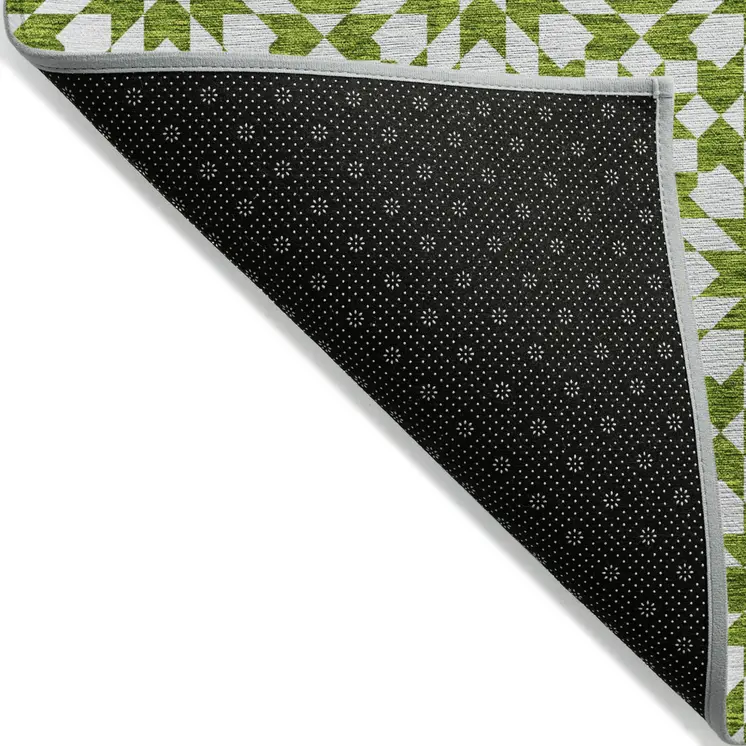 5' X 8' Lime Green Ivory And Beige Floral Medallion Washable Indoor Outdoor Area Rug