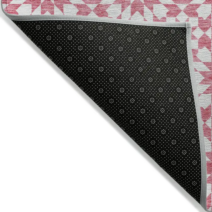 9' X 12' Pink Ivory And Orange Floral Medallion Washable Indoor Outdoor Area Rug