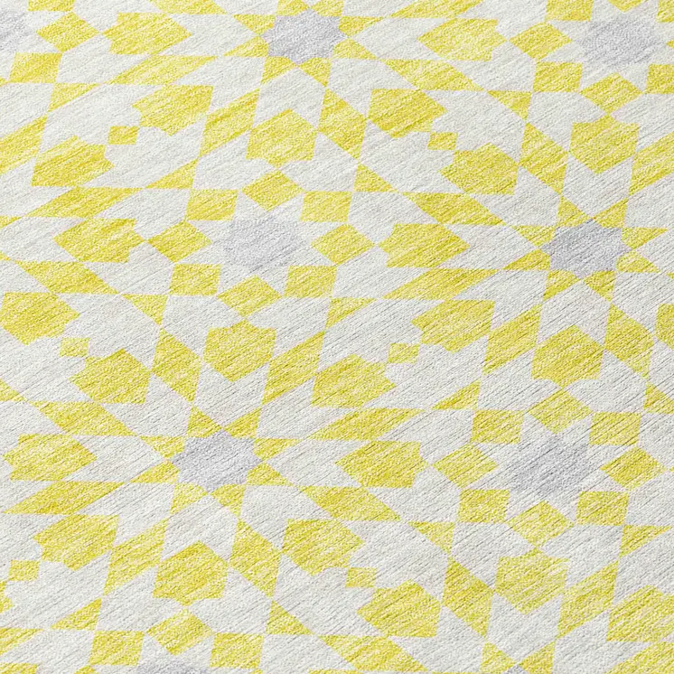 8' Yellow Ivory And Gray Round Floral Medallion Washable Indoor Outdoor Area Rug