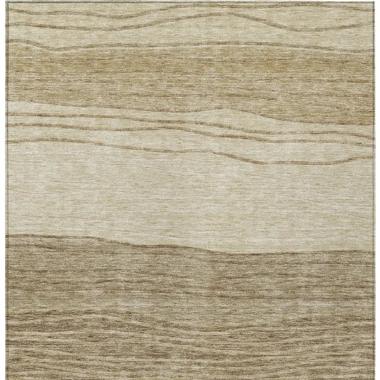 3' X 5' Beige Brown And Taupe Striped Washable Indoor Outdoor Area Rug