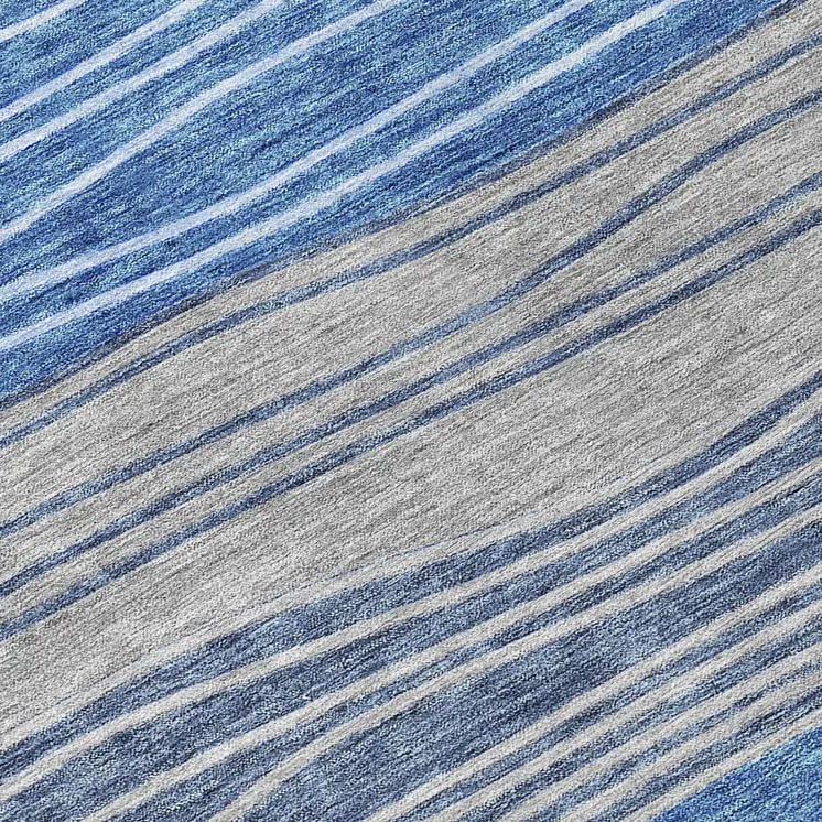 8' Navy Blue And Gray Round Striped Washable Indoor Outdoor Area Rug