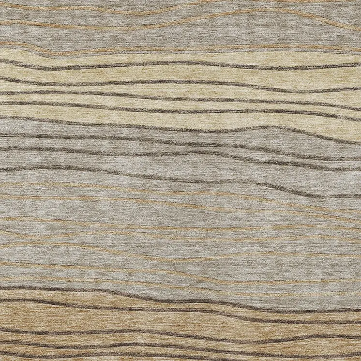 5' X 8' Taupe Brown And Beige Striped Washable Indoor Outdoor Area Rug
