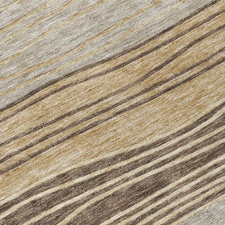 8' Taupe Brown And Beige Round Striped Washable Indoor Outdoor Area Rug