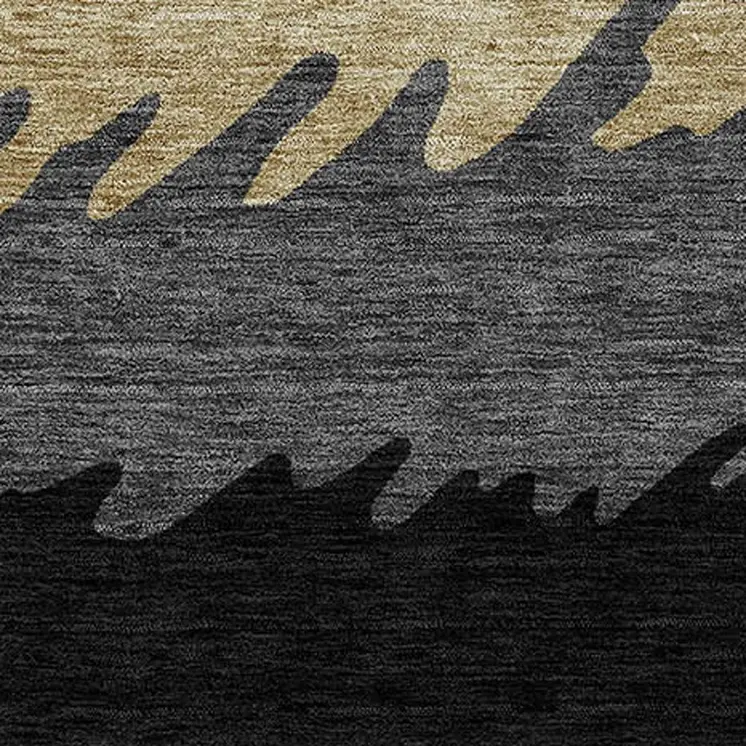 5' X 8' Black Charcoal And Silver Striped Washable Indoor Outdoor Area Rug