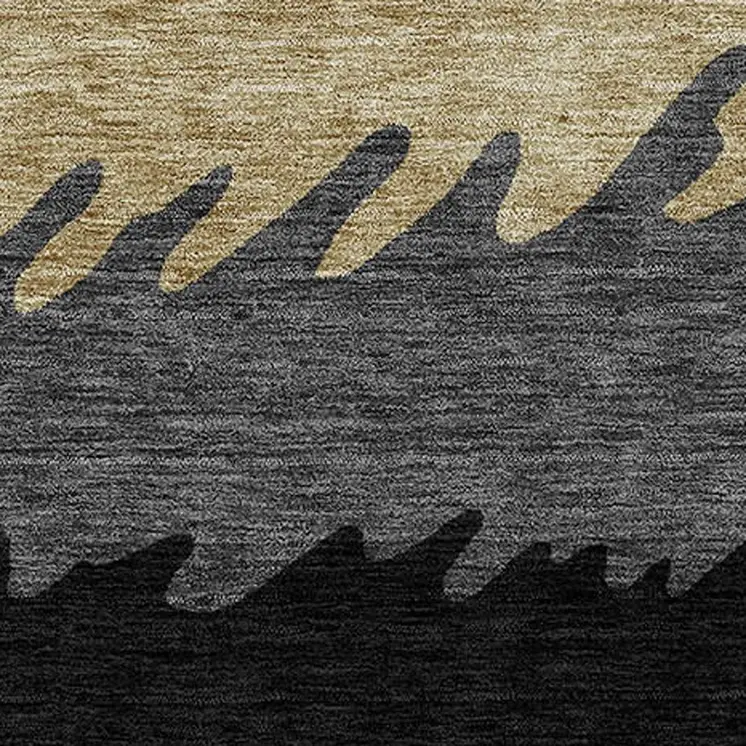 9' X 12' Black Charcoal And Silver Striped Washable Indoor Outdoor Area Rug