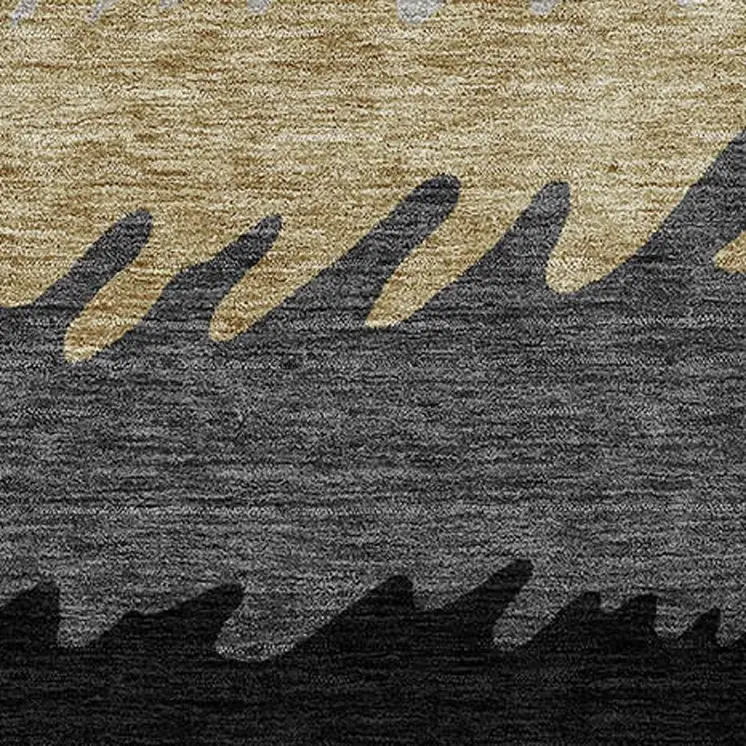 10' X 14' Black Charcoal And Silver Striped Washable Indoor Outdoor Area Rug