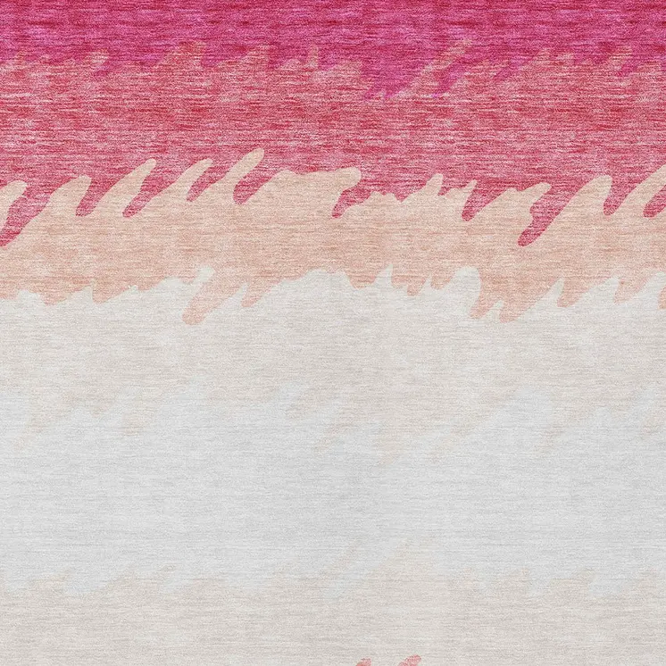 3' X 5' Blush Pink And Ivory Striped Washable Indoor Outdoor Area Rug