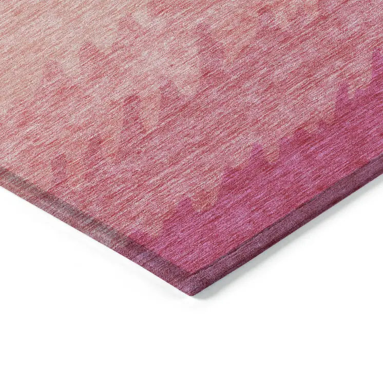 5' X 8' Blush Pink And Ivory Striped Washable Indoor Outdoor Area Rug