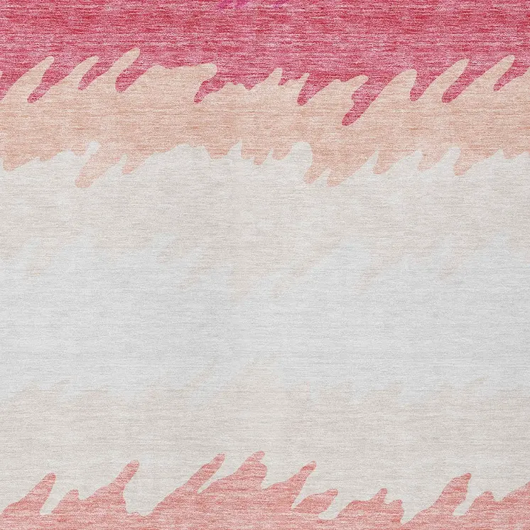 8' X 10' Blush Pink And Ivory Striped Washable Indoor Outdoor Area Rug