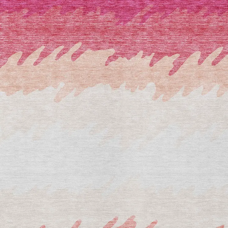9' X 12' Blush Pink And Ivory Striped Washable Indoor Outdoor Area Rug