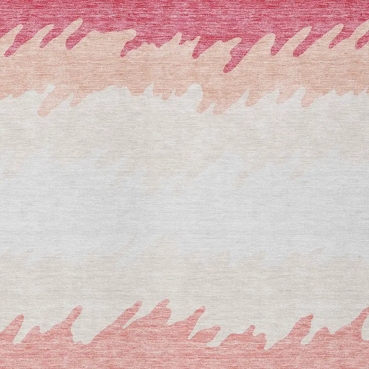 10' X 14' Blush Pink And Ivory Striped Washable Indoor Outdoor Area Rug
