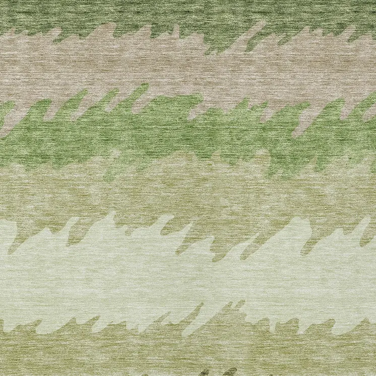 9' X 12' Beige And Olive Green Striped Washable Indoor Outdoor Area Rug
