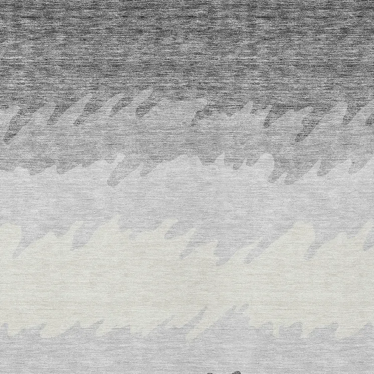 5' X 8' Gray Silver And Charcoal Striped Washable Indoor Outdoor Area Rug