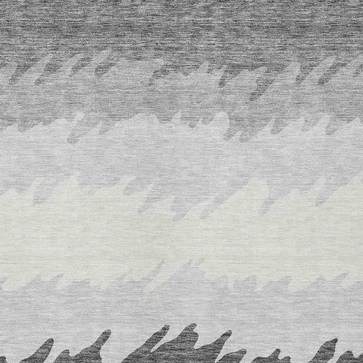 8' X 10' Gray Silver And Charcoal Striped Washable Indoor Outdoor Area Rug