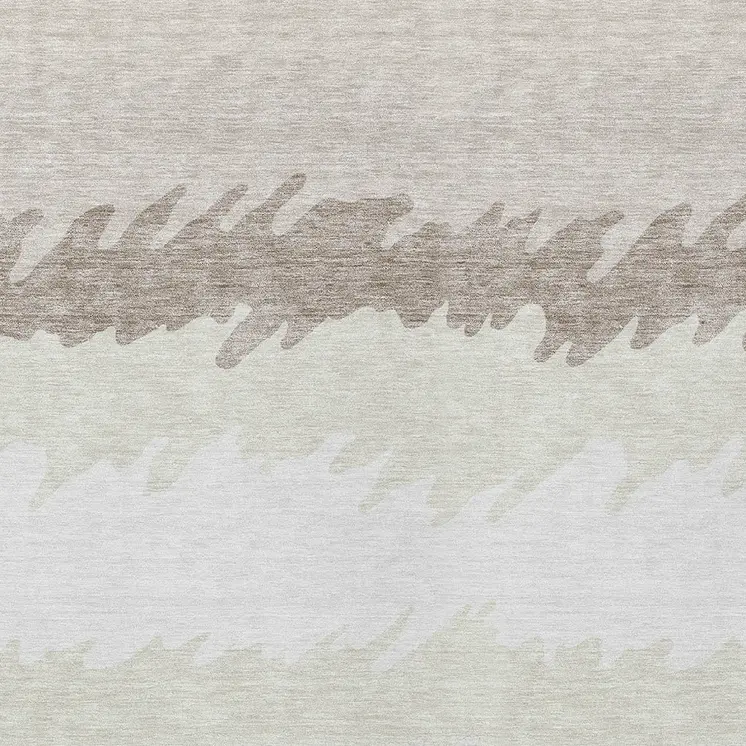 3' X 5' Ivory Beige And Taupe Striped Washable Indoor Outdoor Area Rug
