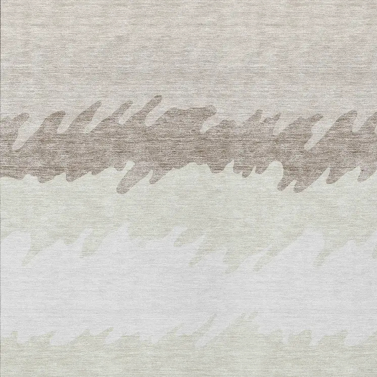 5' X 8' Ivory Beige And Taupe Striped Washable Indoor Outdoor Area Rug