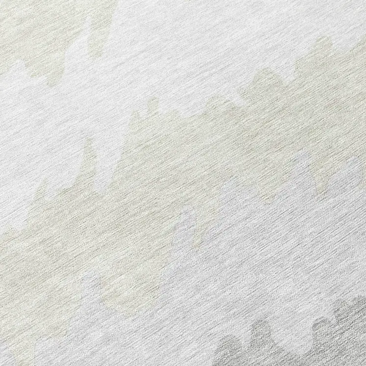 8' X 10' Ivory Beige And Taupe Striped Washable Indoor Outdoor Area Rug