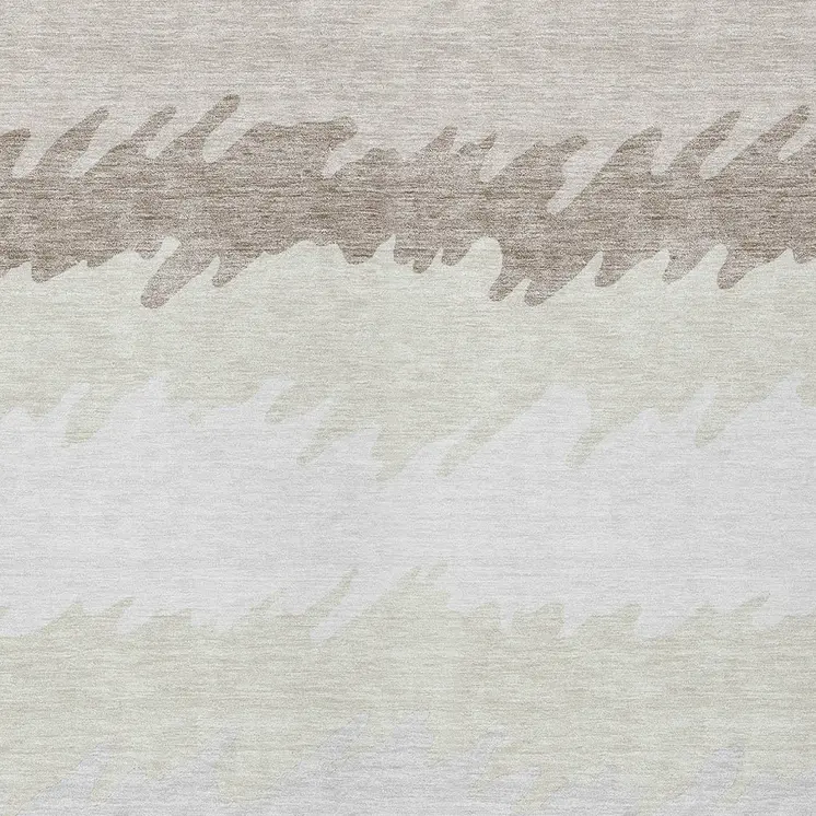 9' X 12' Ivory Beige And Taupe Striped Washable Indoor Outdoor Area Rug