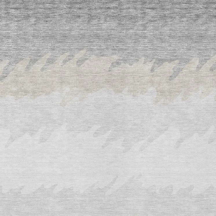 9' X 12' Silver Gray And Beige Striped Washable Indoor Outdoor Area Rug