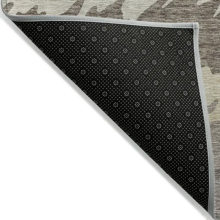 10' X 14' Taupe Brown And Gray Striped Washable Indoor Outdoor Area Rug