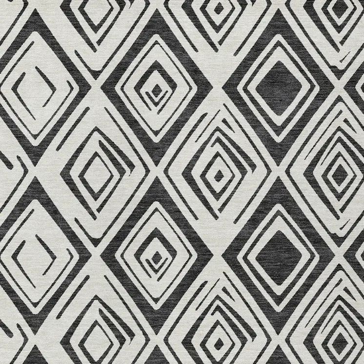 10' X 14' Ivory And Black Geometric Washable Indoor Outdoor Area Rug