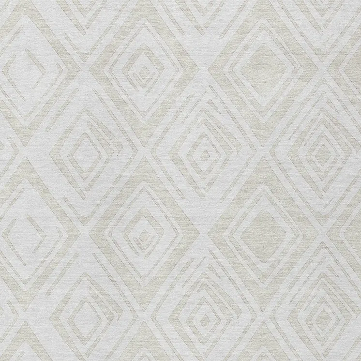 8' X 10' Pearl And Ivory Geometric Washable Indoor Outdoor Area Rug