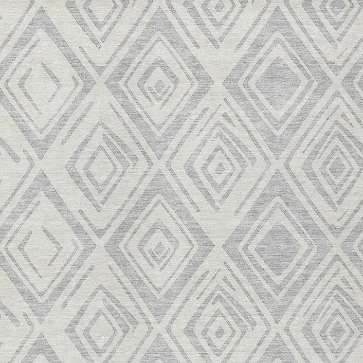 5' X 8' Pewter And Ivory Geometric Washable Indoor Outdoor Area Rug