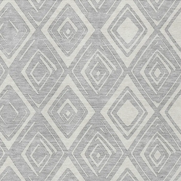 3' X 5' Silver And Ivory Geometric Washable Indoor Outdoor Area Rug