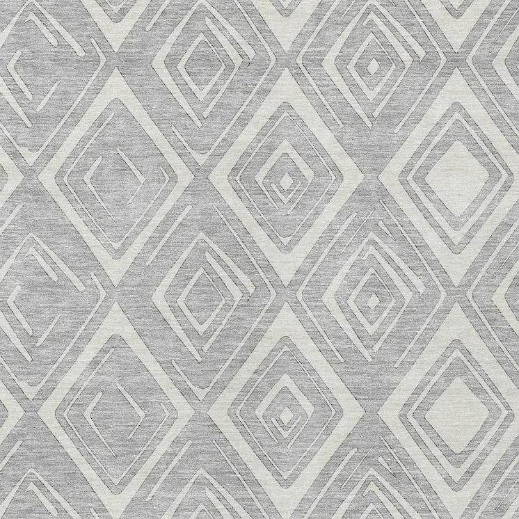 8' X 10' Silver And Ivory Geometric Washable Indoor Outdoor Area Rug