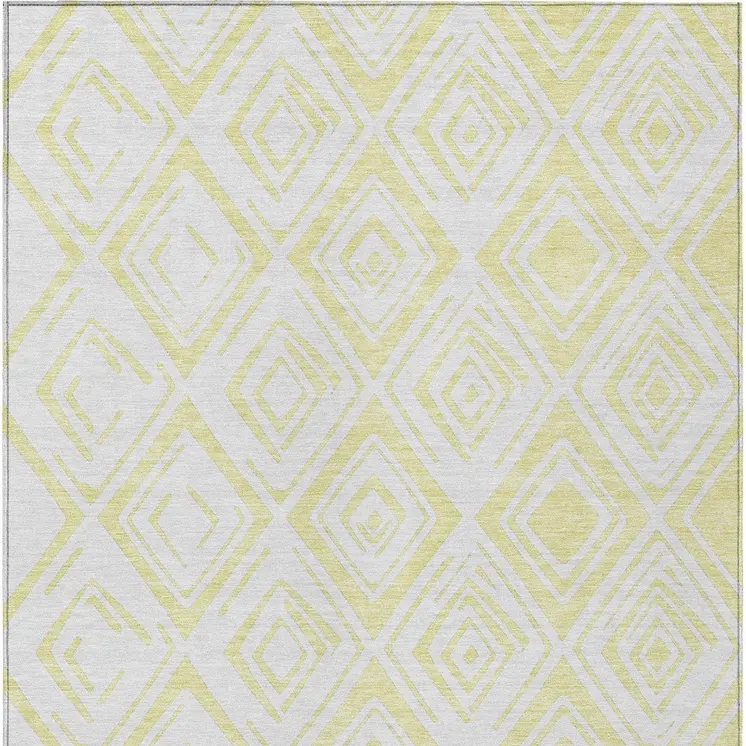 8' X 10' Yellow And Ivory Geometric Washable Indoor Outdoor Area Rug