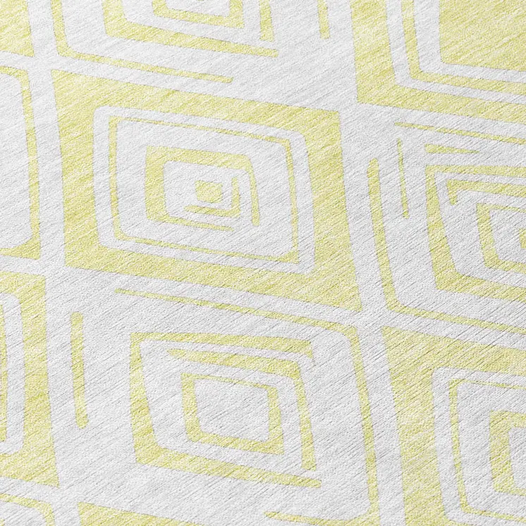 8' X 10' Yellow And Ivory Geometric Washable Indoor Outdoor Area Rug