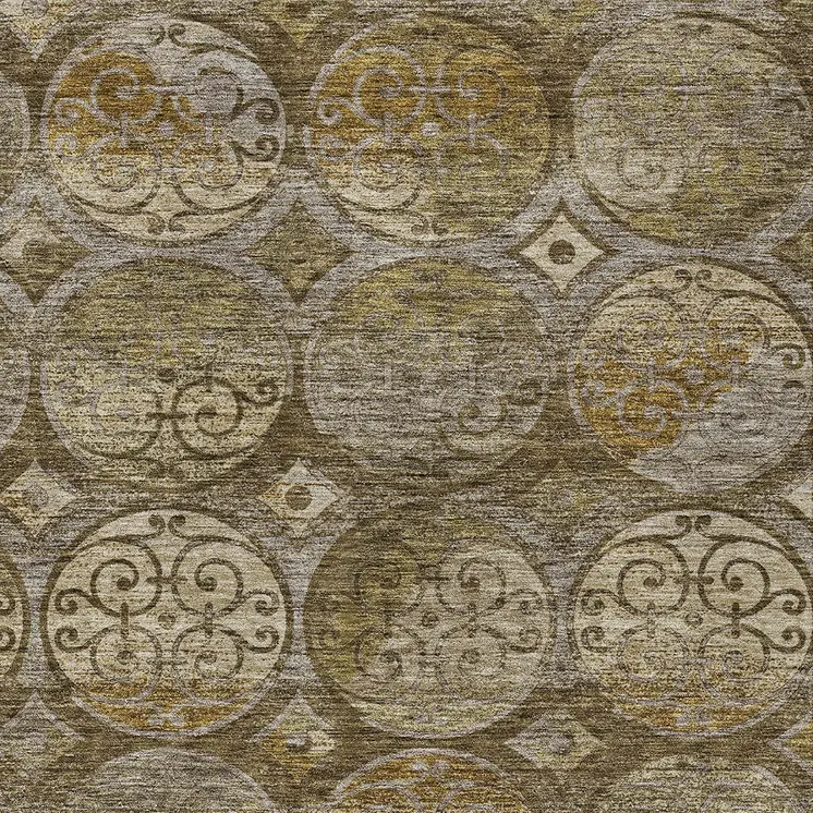 3' X 5' Brown Taupe And Gray Trellis Washable Indoor Outdoor Area Rug